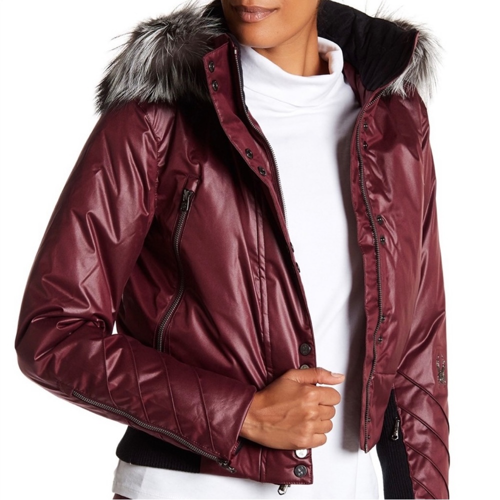 Spyder Bella genuine fox fur trim waterproof down ski jacket